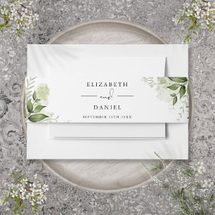 Elegant Greenery Floral Wedding Invitation Belly Band