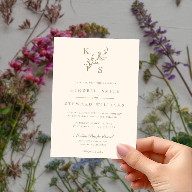 Elegant Greenery Floral Wedding Logo Monogram Invitation (Creator Uploaded)