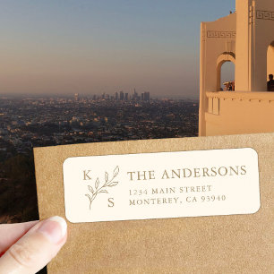 Elegant Greenery Floral Wedding Logo Monogram Label