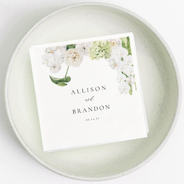 Elegant Greenery Floral Wedding Napkins (Creator Uploaded)