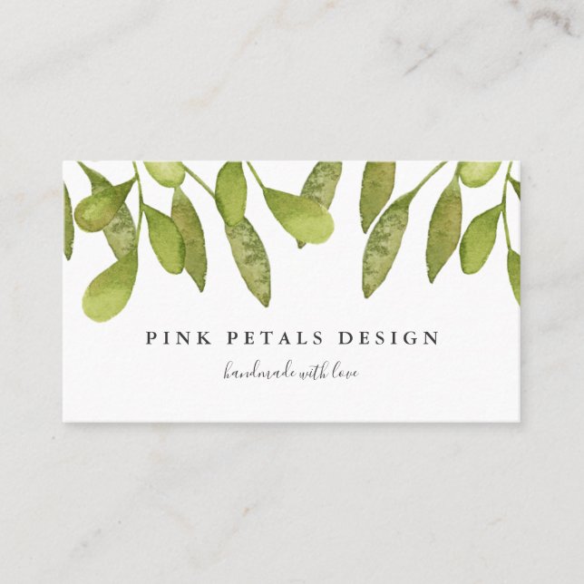 Elegant Greenery Florist Business Card (Front)