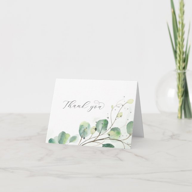 Elegant Greenery Folded Wedding Thank You Card (Front)