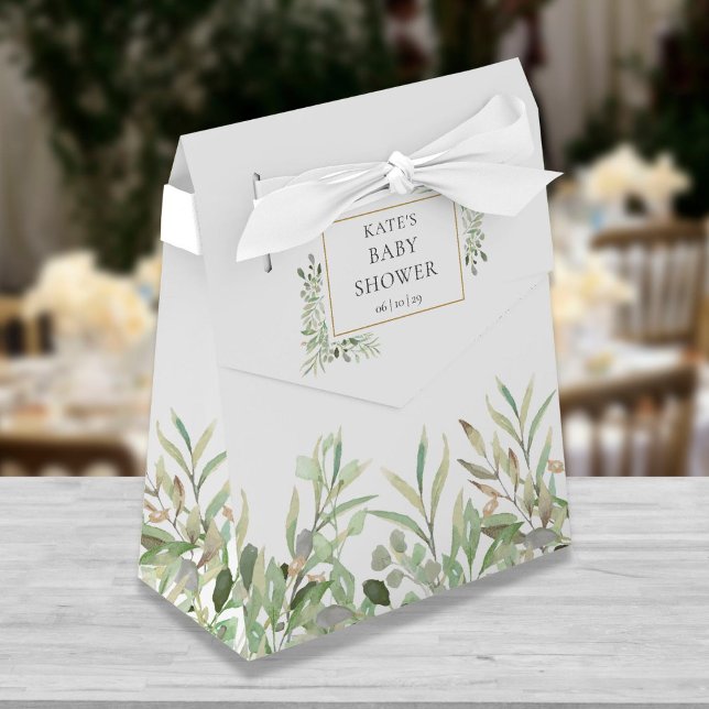 Elegant Greenery Foliage Baby Shower Favor Box (Creator Uploaded)
