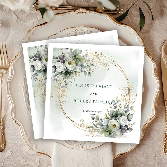 Elegant Greenery Foliage Botanical Wedding Napkins (Elegant Greenery Foliage Botanical Wedding Napkins)