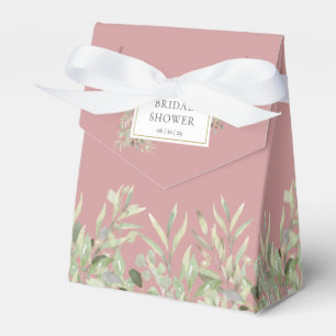Elegant Greenery Foliage Dusty Rose Bridal Shower  Favor Boxes