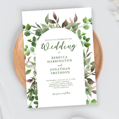 Elegant Greenery Foliage Leaves Wedding Invitation