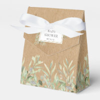 Elegant Greenery Foliage Rustic Kraft Baby Shower Favor Box