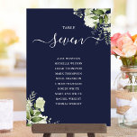 Elegant Greenery Foliage Seating Plan Table Number<br><div class="desc">These elegant navy blue botanical greenery leaves wedding table numbers can be personalized with your guests' seating plan set in chic typography. The cards are printed on the front and back (double-sided). Designed by Thisisnotme©</div>