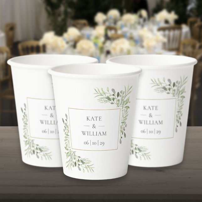Elegant Greenery Foliage Wedding Paper Cups (Elegant Greenery Foliage Wedding Paper Cups)