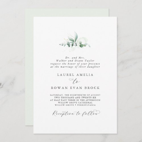 Elegant Greenery Formal Wedding Invitation