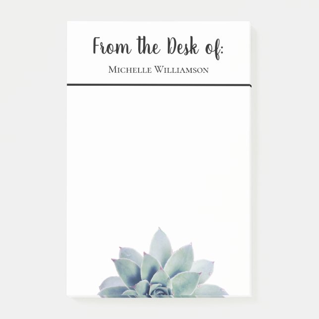 Elegant Greenery From the Desk of Typography Post-it Notes (Front)