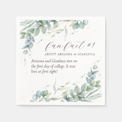 Elegant Greenery Fun Fact 1 Wedding Cocktail Napkins