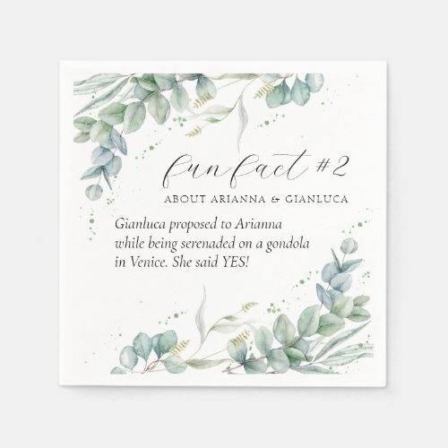 Elegant Greenery Fun Fact 2 Wedding Cocktail Napkins