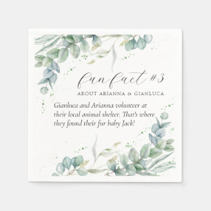 Elegant Greenery Fun Fact #3 Wedding Cocktail Napkins