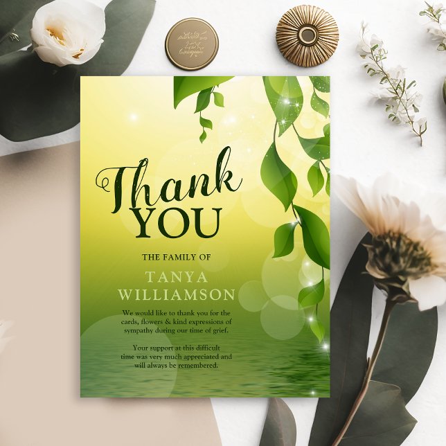 Elegant Greenery Funeral Memorial Thank You Card (Creator Uploaded)