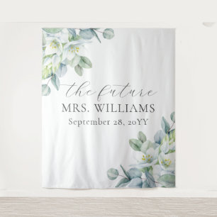 Elegant Greenery Future Mrs Photo Booth Backdrop