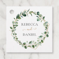 Elegant Greenery Geometric Frame Personalized Favor Tags