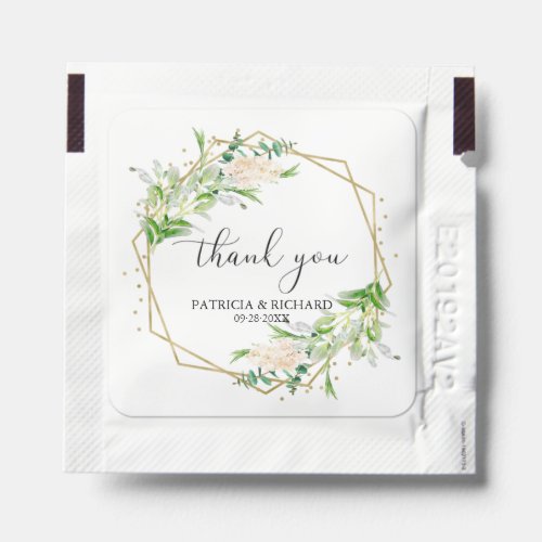 Elegant Greenery Geometric Wedding Thank You Hand Sanitizer Packet