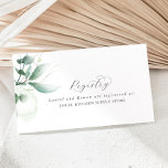 Elegant Greenery Gift Registry Enclosure Card<br><div class="desc">This elegant greenery gift registry enclosure card is perfect for a simple wedding. The modern elegant design features a natural botanical arrangement of eucalyptus,  leaves and plants with a subtle mint green watercolor wash accent.</div>