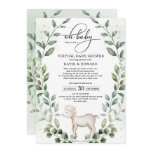 Elegant Greenery Gold Baby Lamb Virtual Shower Invitation Elegant Greenery Gold Baby Lamb Virtual Shower Invitation