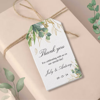 Elegant Greenery Gold Botanical Favor Gift Tags