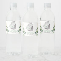 Elegant Greenery Gold Elephant Baby Shower Favors Water Bottle Label