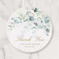 Elegant Greenery Gold Eucalyptus Baby Shower Favor Tags