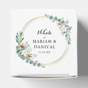 Elegant Greenery Gold Floral Muslim Nikah Wedding Favor Boxes