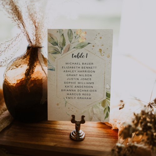 Elegant Greenery Gold Frame Table Seating Card