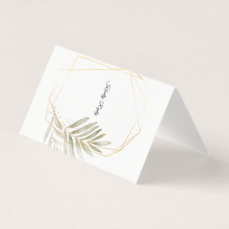 Elegant Greenery Gold Geometric Wedding RSVP Card