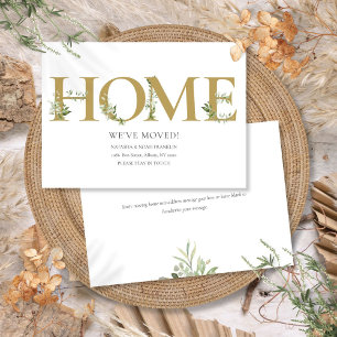 Elegant Greenery Gold Home Moving New House Announcement