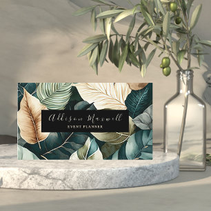 Elegant Greenery Gold Leaf Business Card