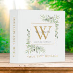 Elegant Greenery Gold Monogram Office School 3 Ring Binder<br><div class="desc">Elegant botanical watercolor greenery gold monogram binder. Personalize with your initial and name to create a beautiful elegant binder that is unique to you. Perfect for home,  school and business use. Designed by Thisisnotme©</div>
