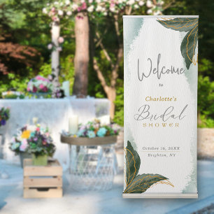 Elegant Greenery Gold Watercolor Bridal Shower Retractable Banner