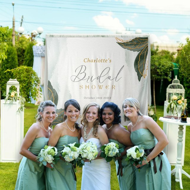 Elegant Greenery Gold Watercolor Bridal Shower Tapestry (Creator Uploaded)