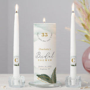 Elegant Greenery Gold Watercolor Bridal Shower Unity Candle Set