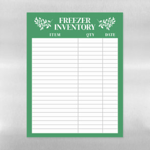 Elegant Greenery Green Freezer Inventory Magnetic Dry Erase Sheet