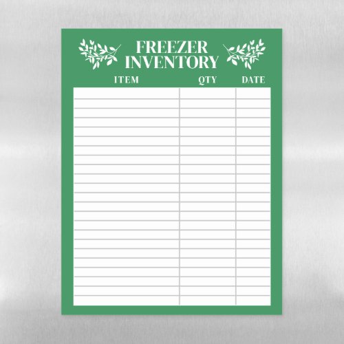 Elegant Greenery Green Freezer Inventory Magnetic Dry Erase Sheet