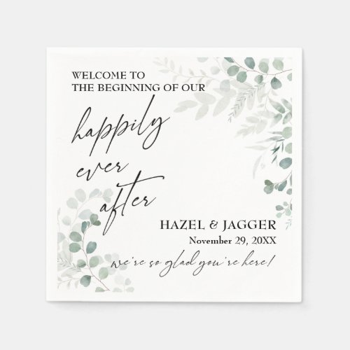 Elegant Greenery Happily Ever After Napkins