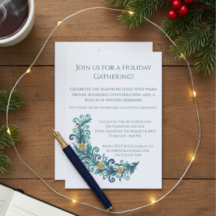 Elegant Greenery Holiday Invitation