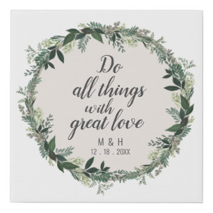 Elegant Greenery Home Do All Things Cameo Faux Canvas Print