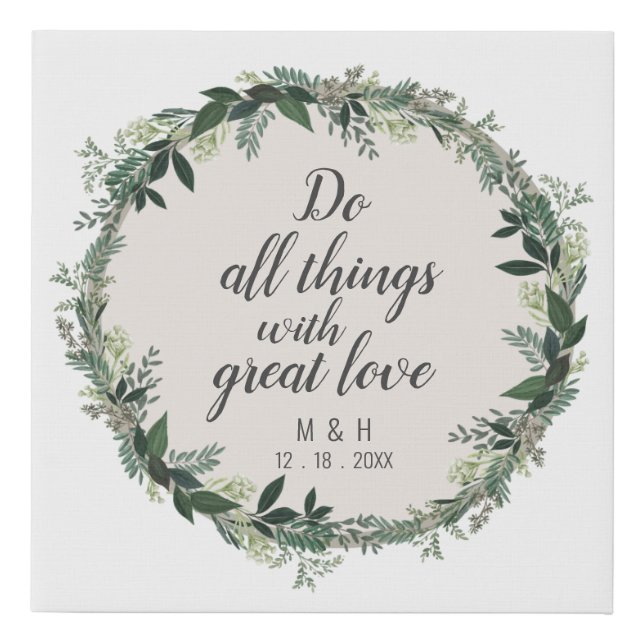 Elegant Greenery Home Do All Things Cameo Faux Canvas Print (Front)
