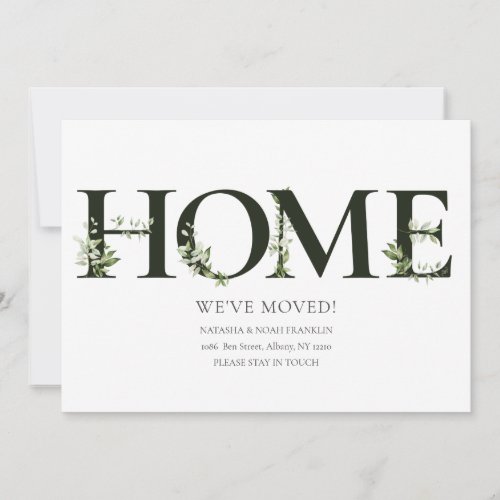 Elegant Greenery Home Moving Announcement