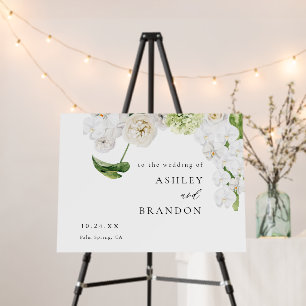 Elegant Greenery Hydrangea Floral Wedding Welcome Foam Board