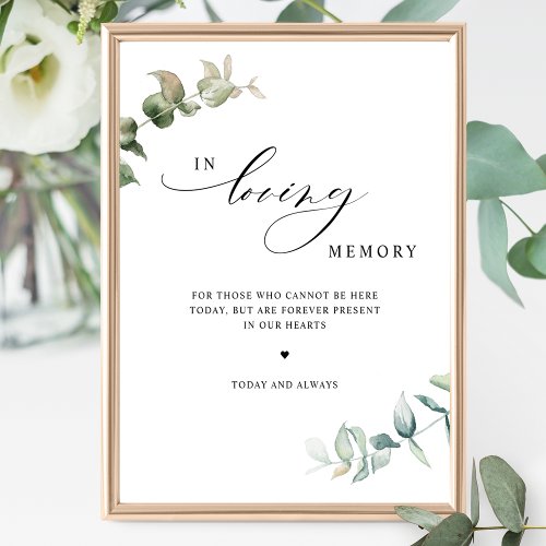 Elegant Greenery In Loving Memory Wedding Sign