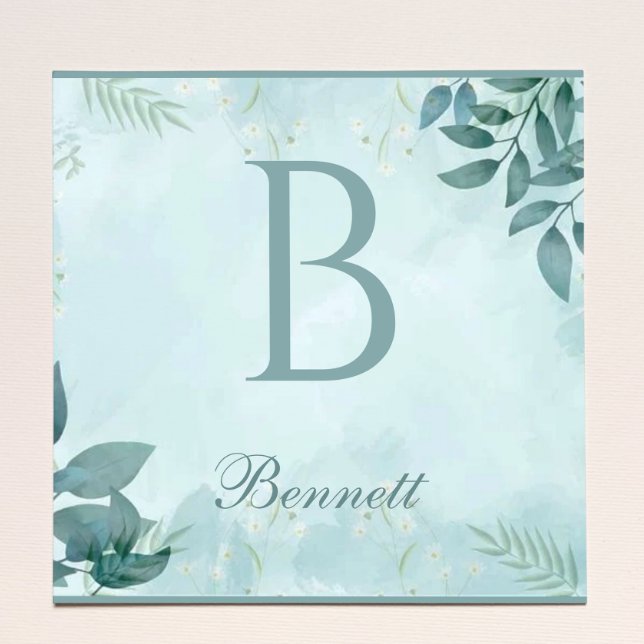 Elegant Greenery initial Square Sticker (Creator Uploaded)