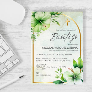Elegant Greenery Invitacion Bautizo Cute Baptism Invitation
