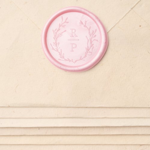 Elegant Greenery Laurel Wreath Wedding Monogram Wax Seal Sticker