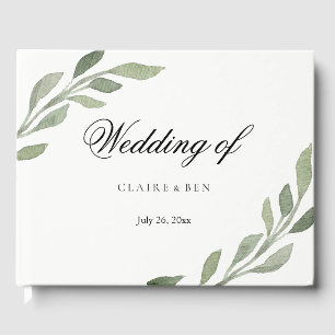 Elegant Greenery Leaf Wedding Guestbook