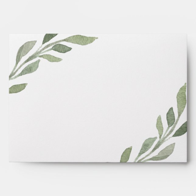 Elegant Greenery Leaf Wedding Invitation Envelope (Front)